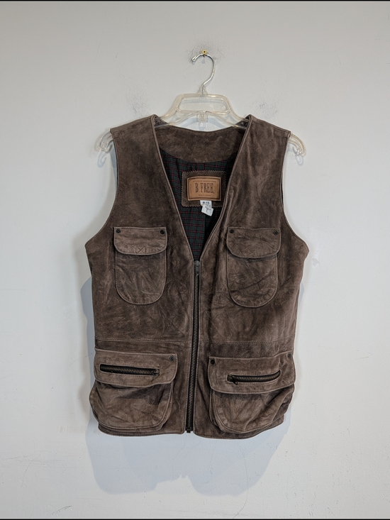 B. Free Other - B. Free Brown Suede Utility Vest for Men, Size Medium
